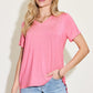 Basic Solid Vneck High-Low Tee