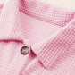 Waffle-Knit Collared Neck Long Sleeve Shirt