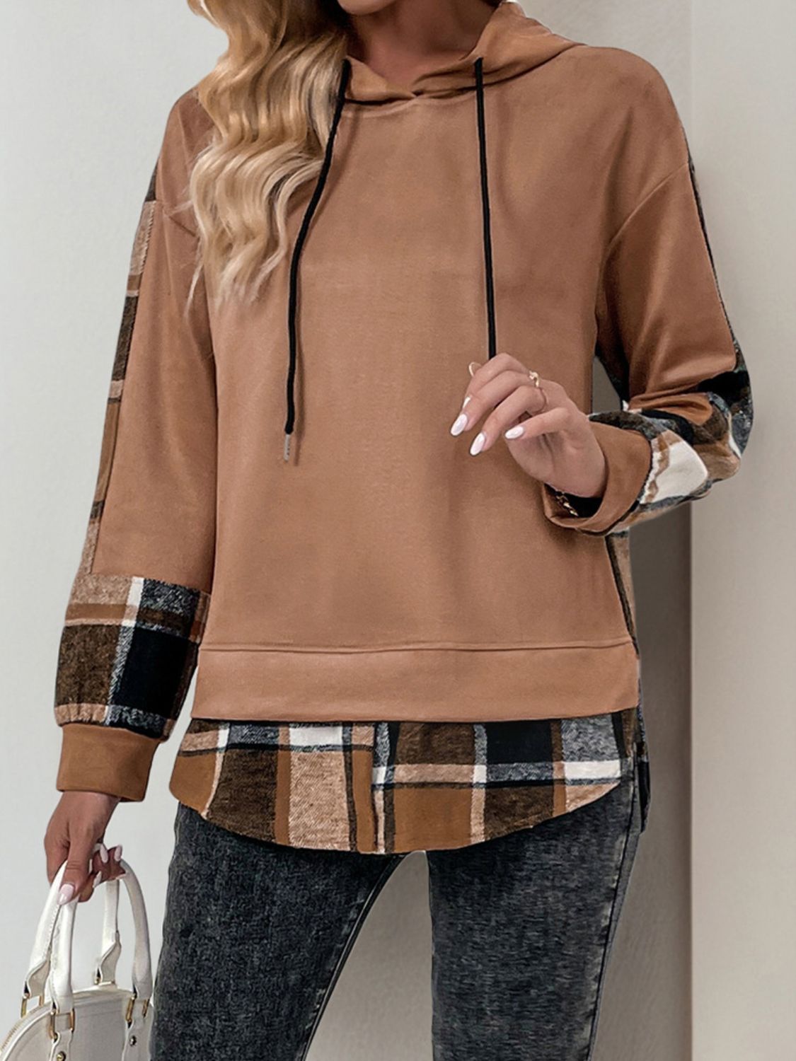 Plaid Long Sleeve Hoodie Flannel