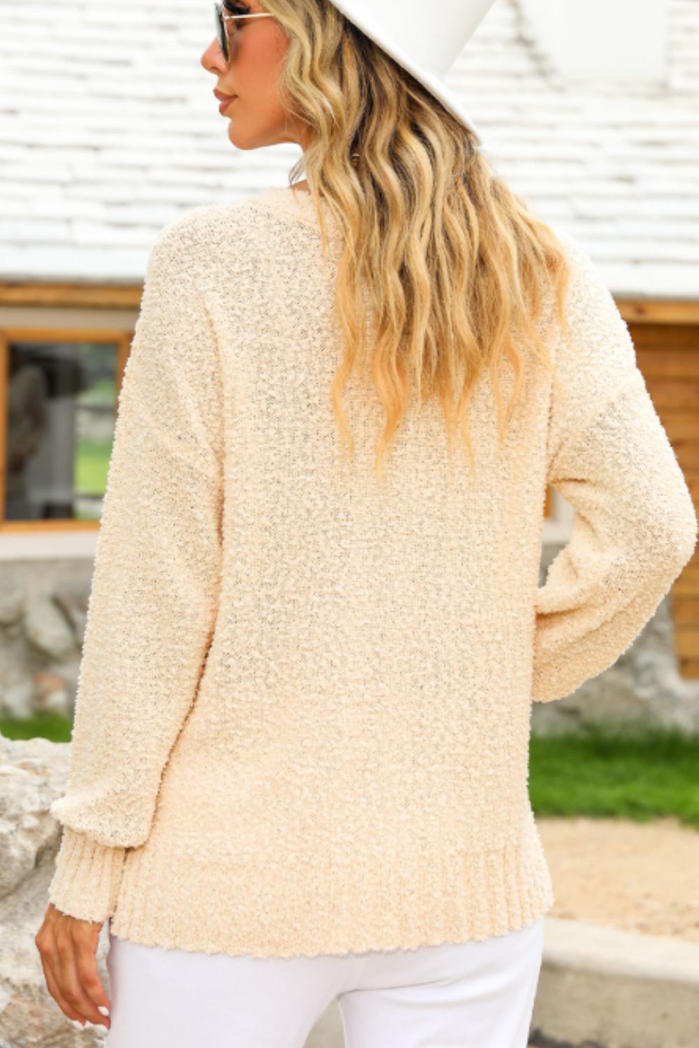 Vneck Dropped Shoulder Sweater