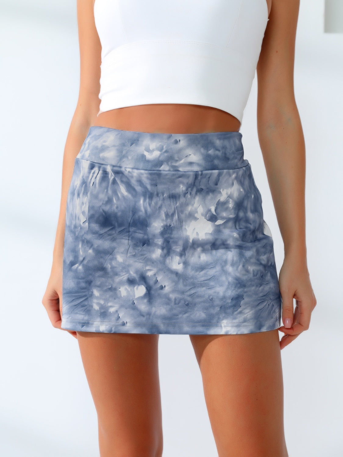 Quick-Dry Tiedye Wide Waistband Active Tennis Skort