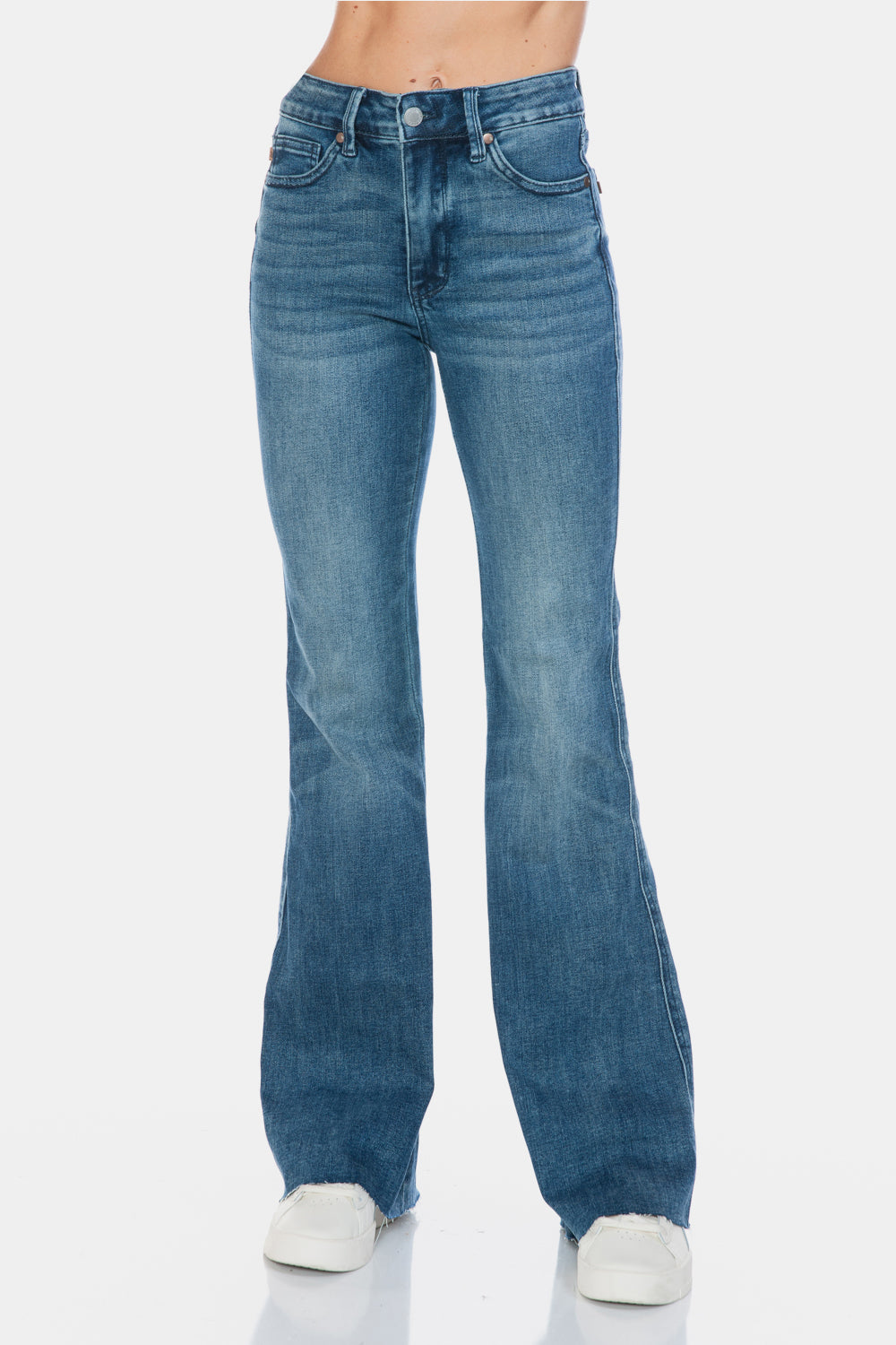 Judy Blue Tummy Control Raw Hem Flare Jeans