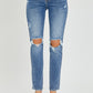 Risen Knee Distressed Skinny Jeans