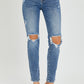 Risen Knee Distressed Skinny Jeans