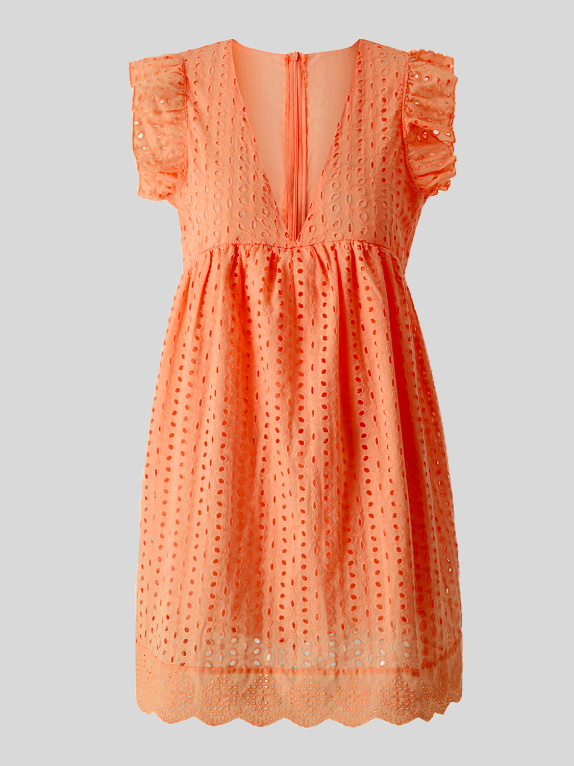 *App Exclusive* Ruffled Eyelet Deep V Dress
