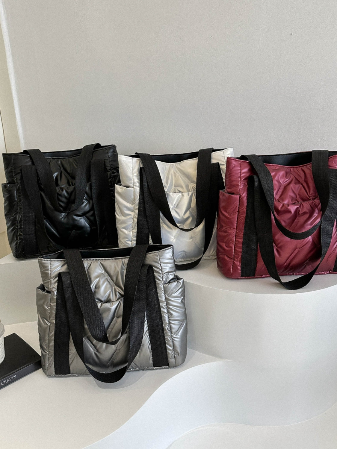 Puffer Tote Bag with Side Pockets