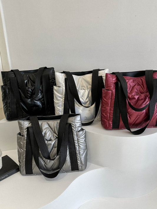 Puffer Tote Bag with Side Pockets