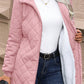 Quilted Zip Up Sherpa Lined Hooded Jacket with Pockets