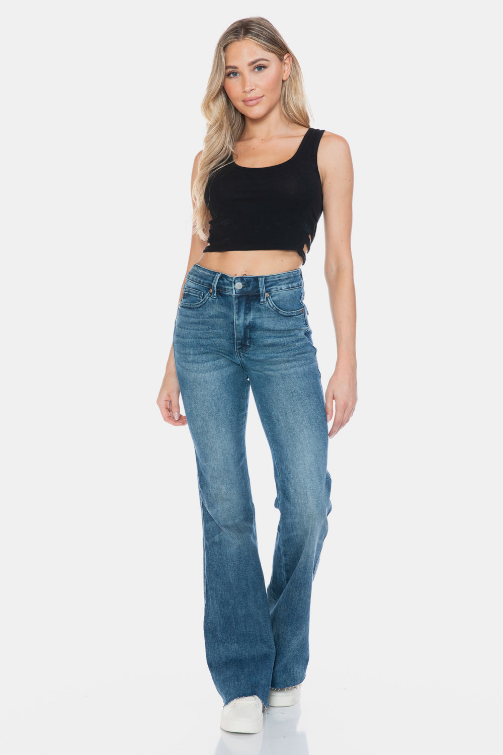 Judy Blue Tummy Control Raw Hem Flare Jeans