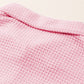 Waffle-Knit Collared Neck Long Sleeve Shirt