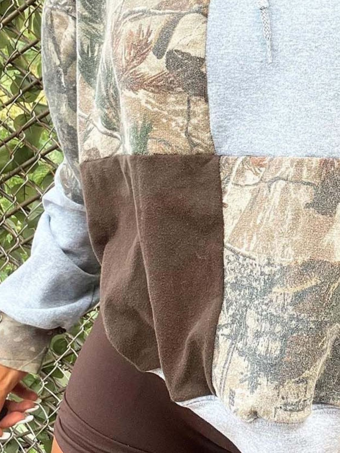 Camo Hunting Drawstring Patchwork Long Sleeve Hoodie