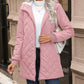 Quilted Zip Up Sherpa Lined Hooded Jacket with Pockets