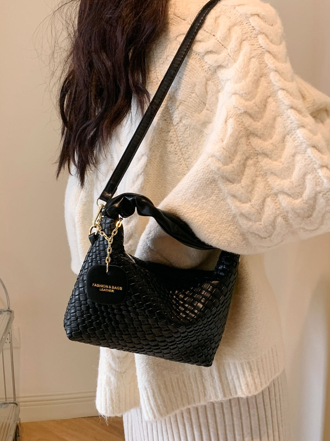 Faux Leather Woven Purse