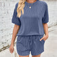 Ribbed Top and Drawstring Shorts Set