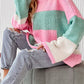 Colorblock Round Neck Drop Shoulder Sweater