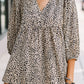 Animal Print Vneck Three-Quarter Sleeve Blouse