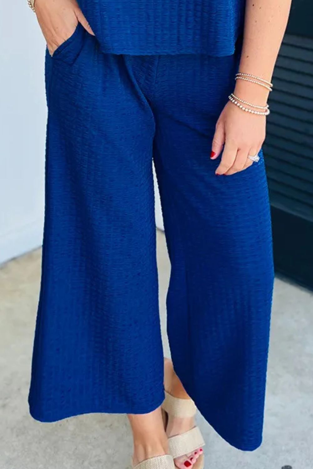 Ribbed Cap Sleeve Top and Pants Set
