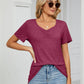 Ruched V-Neck Short Sleeve T-Shirt