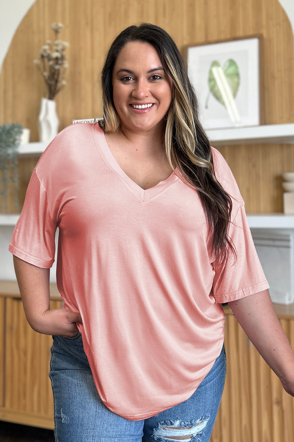 Bamboo Vneck Drop Shoulder Tshirt