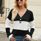 Colorblock Vneck Long Sleeve Top