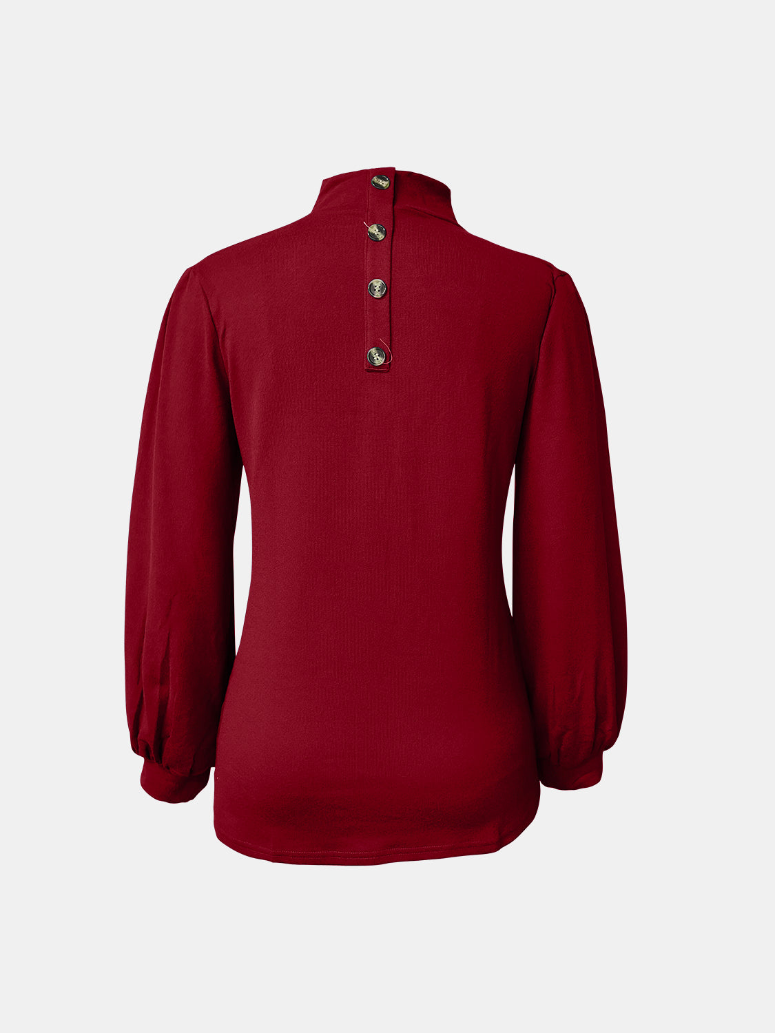 Turtleneck Button Long Sleeve Blouse