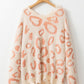 Distressed Trim Leopard Vneck Sweater