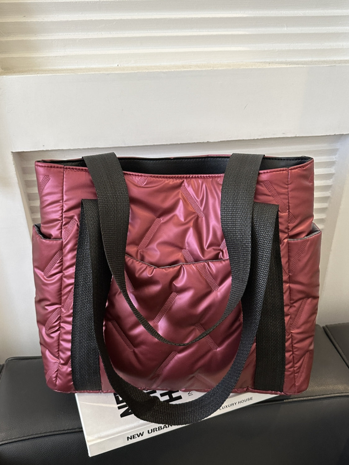 Puffer Tote Bag with Side Pockets