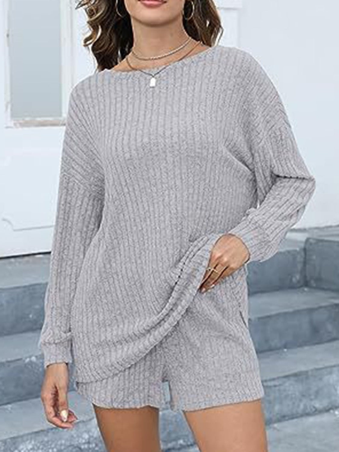 Lounge Worthy Dropped Shoulder Top and Shorts Set