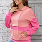 Drawstring Colorblock Long Sleeve Hoodie