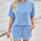 Ribbed Top and Drawstring Shorts Set