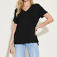 Basic Solid Vneck High-Low Tee