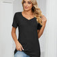 Ruched V-Neck Short Sleeve T-Shirt