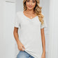 Ruched V-Neck Short Sleeve T-Shirt