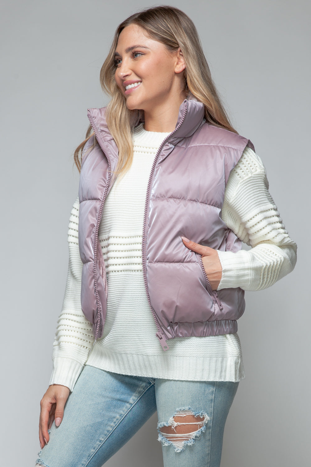 Faux Fur Lining Quilted Vest