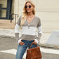 Colorblock Vneck Long Sleeve Top