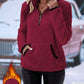 Half Zip Long Sleeve Fleece Lined Sweatshirt