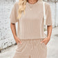 Ribbed Top and Drawstring Shorts Set