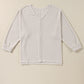 Waffleknit Side Slit Vneck Long Sleeve Top