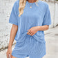 Ribbed Top and Drawstring Shorts Set