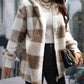 Plaid Hooded Sherpa Teddy Jacket