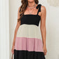 *APP EXCLUSIVE* Colorblock Tie Shoulder Tiered Dress