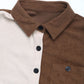 Perfee Pocketed Contrast Collared Neck Long Sleeve Shirt