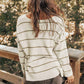 Striped Vneck Drop Shoulder Sweater