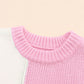 Colorblock Round Neck Drop Shoulder Sweater