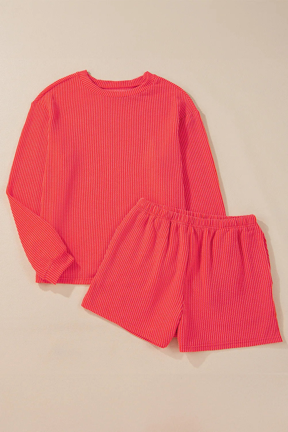 Textured Lounge Top and Shorts Set