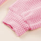 Waffle-Knit Collared Neck Long Sleeve Shirt
