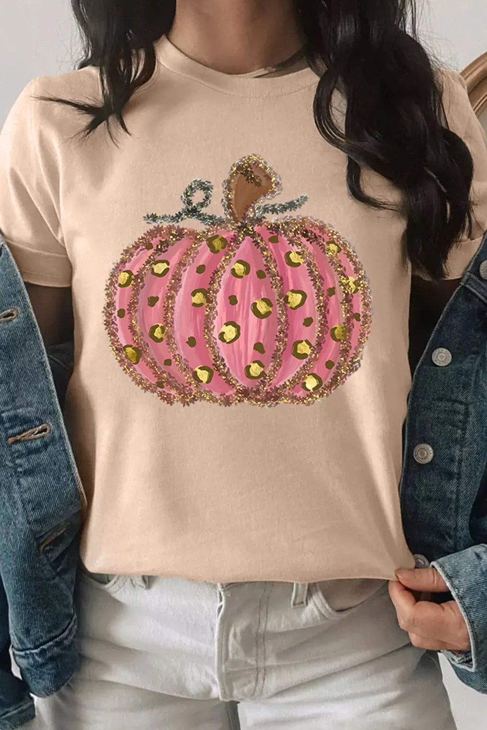 Pumpkin Leopard Tinsel T-Shirt