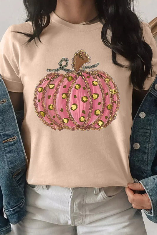 Pumpkin Leopard Tinsel T-Shirt