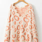 Distressed Trim Leopard Vneck Sweater