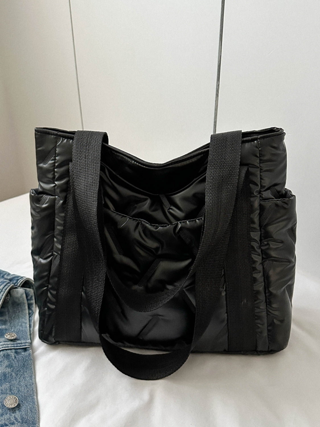 Puffer Tote Bag with Side Pockets